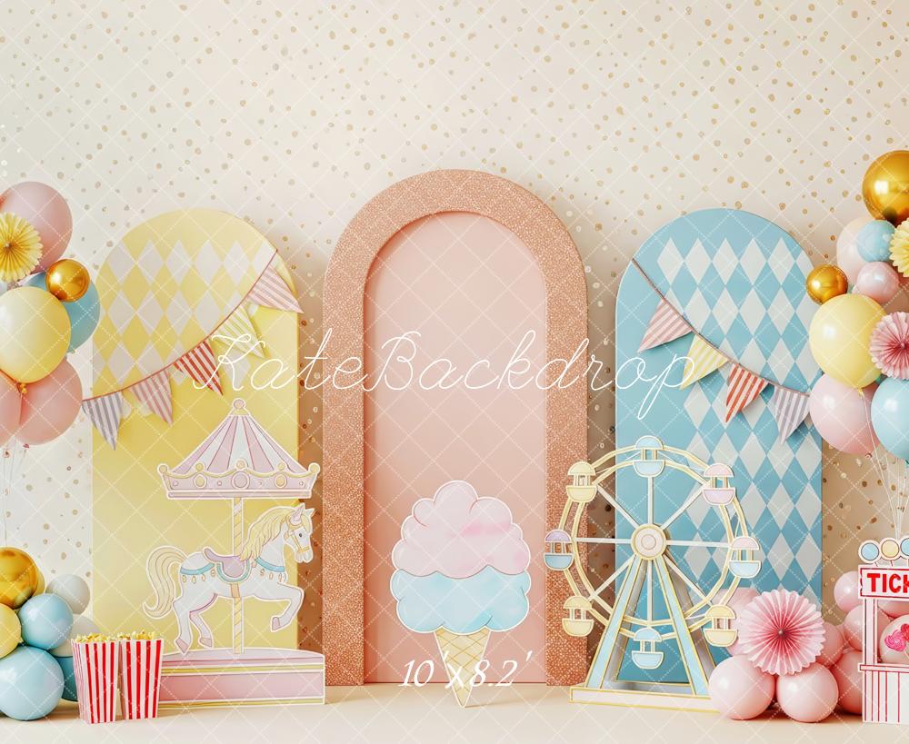 Kate Carousel Ferris Wheel Balloons Pastel Backdrop Designed by Patty Robert - Image 6
