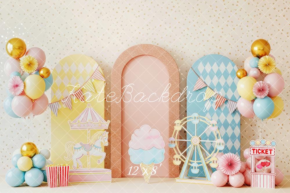 Kate Carousel Ferris Wheel Balloons Pastel Backdrop Designed by Patty Robert - Image 8