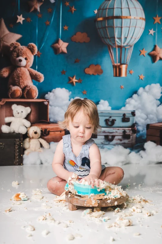 Kate Cartoon Hot Air Balloon Teddy Bear Blue Backdrop Designed by Emetselch - Image 12