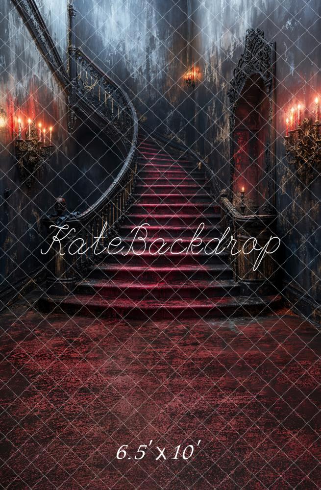 Kate Halooween Cascading Stairs Gothic Fleece Backdrop Designed by Emetselch - Image 2