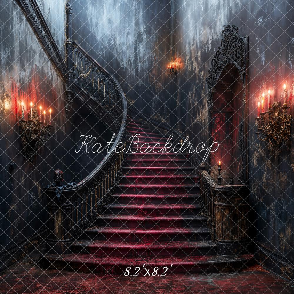 Kate Halloween Cascading Stairs Red Carpet Gothic Backdrop Designed by Emetselch - Image 4