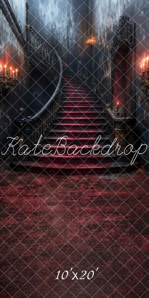 Kate Halloween Cascading Stairs Red Carpet Gothic Backdrop Designed by Emetselch - Image 7