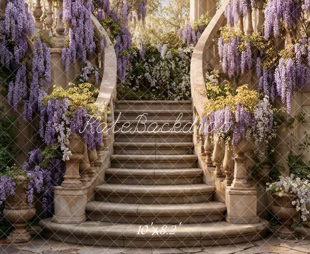 Kate Spring Cascading Stairs Wisteria Garden Backdrop Designed by Emetselch - Image 6