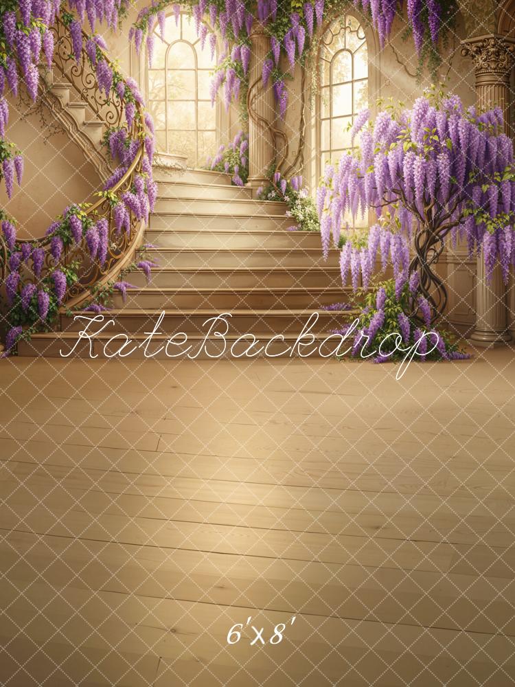 Kate Cascading Stairs Wisteria Windows Backdrop Designed by Chain Photography - Image 3