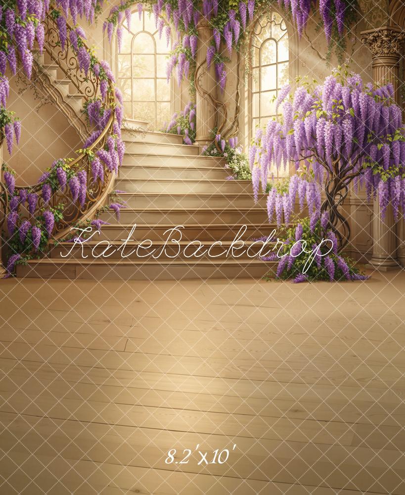 Kate Cascading Stairs Wisteria Windows Backdrop Designed by Chain Photography - Image 6