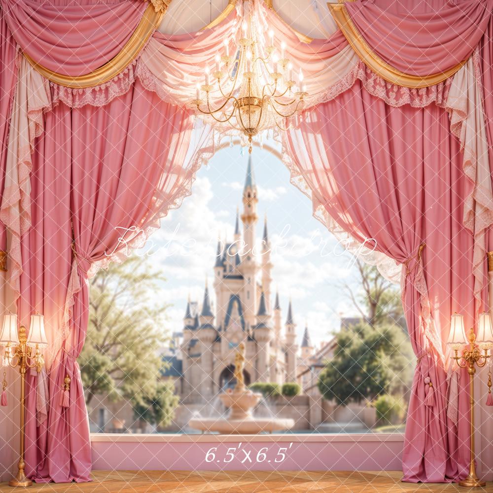 Kate Castle Pink Curtains Window Backdrop Designed by Emetselch - Image 4
