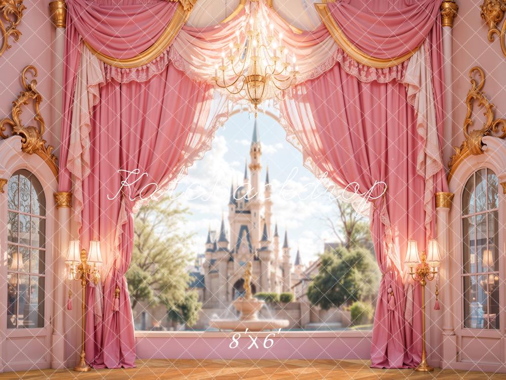 Kate Castle Pink Curtains Window Backdrop Designed by Emetselch - Image 5