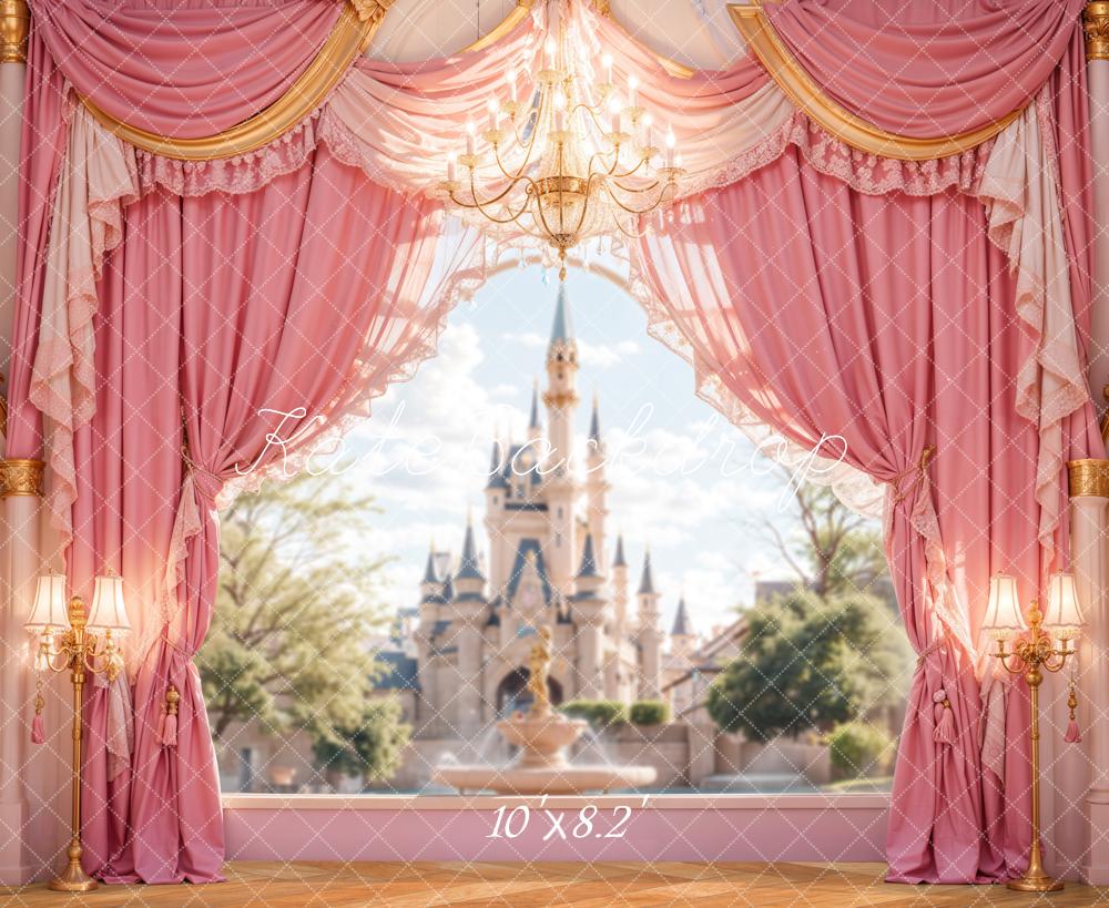 Kate Castle Pink Curtains Window Backdrop Designed by Emetselch - Image 7