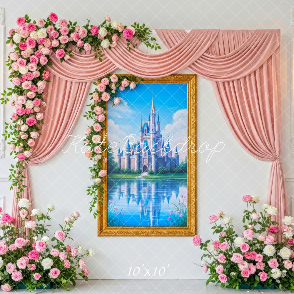 Kate Castle Window Pink Roses Curtains Backdrop Designed by Patty Robert - Image 7