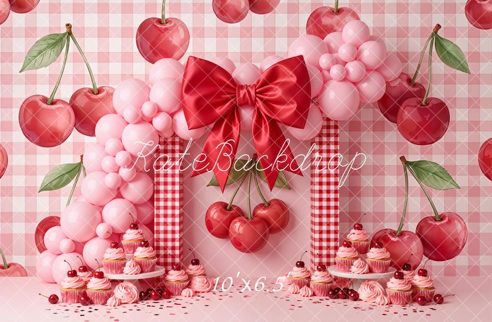 Kate Cherry Cupcakes Balloons Pink Gingham Backdrop Designed by Emetselch - Image 4
