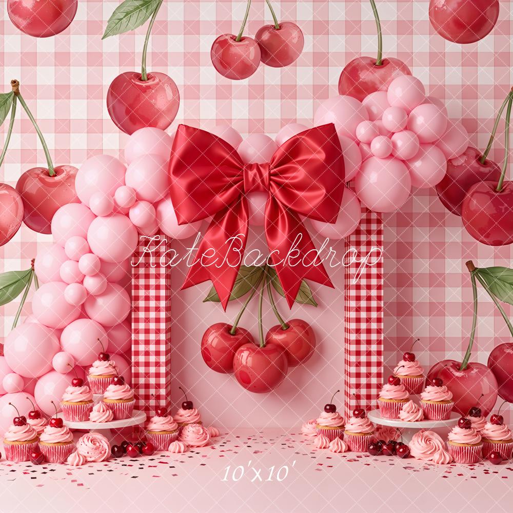 Kate Cherry Cupcakes Balloons Pink Gingham Backdrop Designed by Emetselch - Image 7