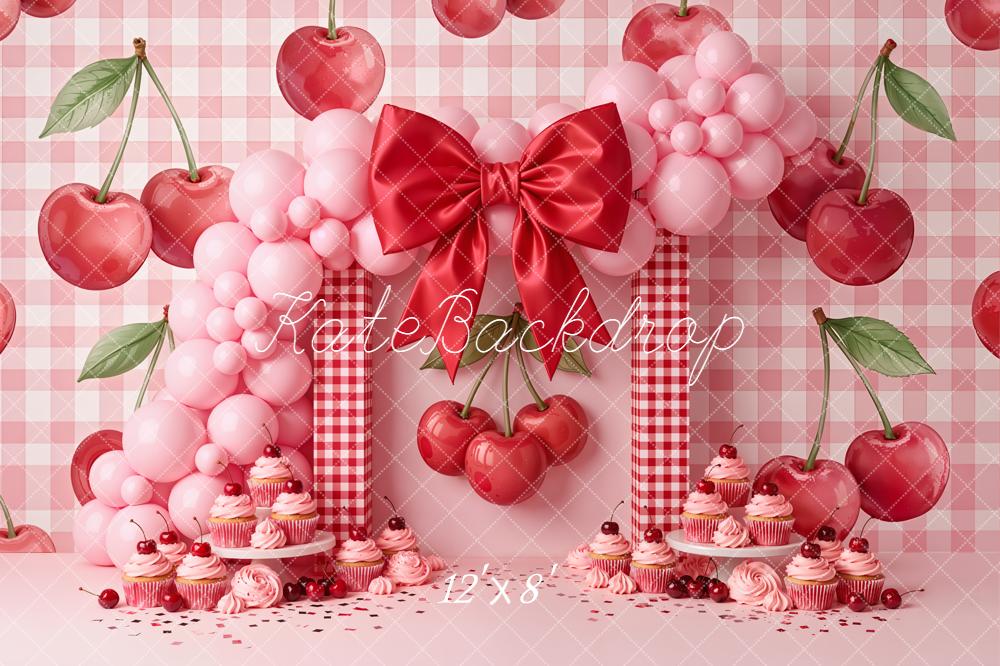 Kate Cherry Cupcakes Balloons Pink Gingham Backdrop Designed by Emetselch - Image 8