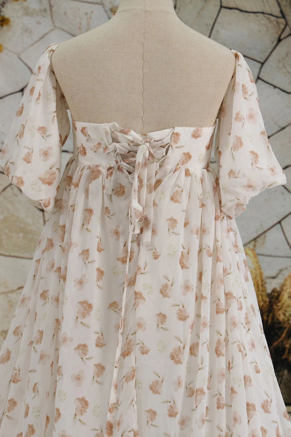Kate Chiffon Flower Printed White Maternity Photoshoot Dress - Image 11