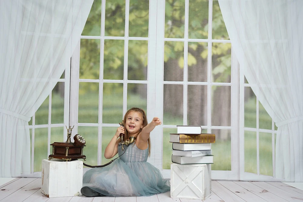 Kate Window View White Curtain Spring Backdrop Designed by JS Photography - Image 11