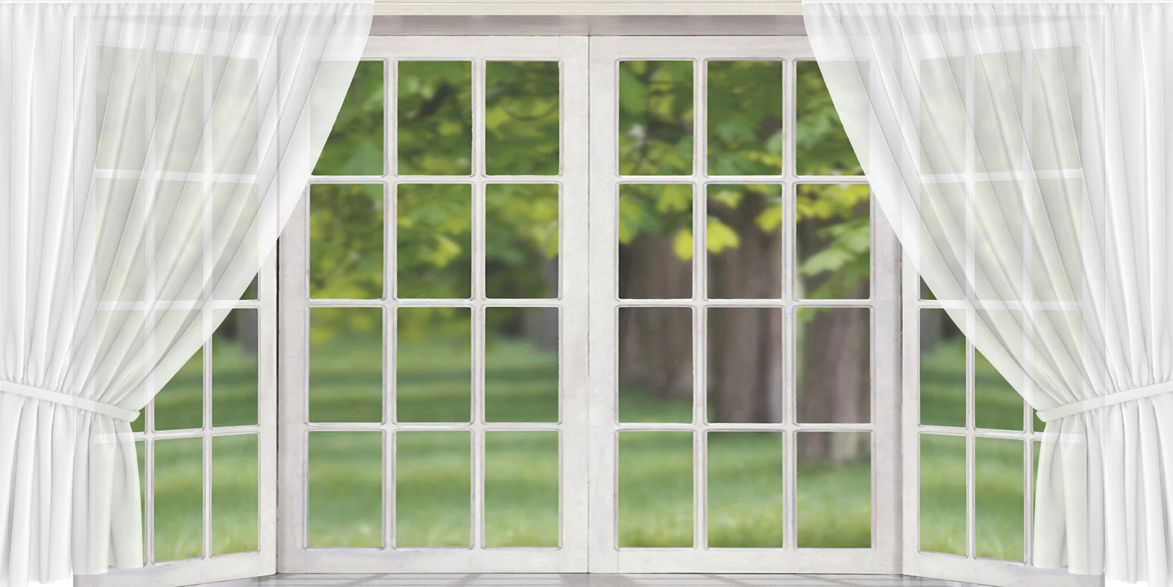 Kate Window View White Curtain Spring Backdrop Designed by JS Photography - Image 9