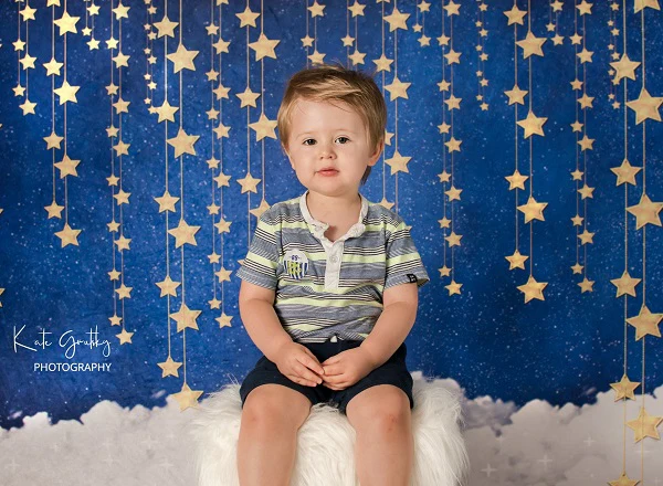 Kate Children Bule Wall with Stars Clouds Backdrop Designed by JFCC - Image 3