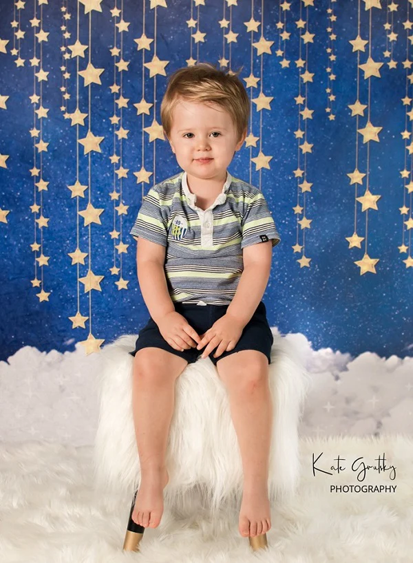 Kate Children Bule Wall with Stars Clouds Backdrop Designed by JFCC - Image 4