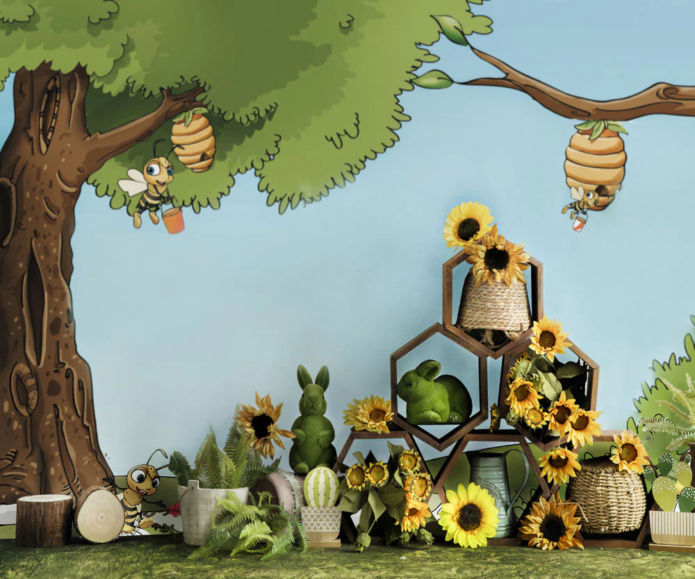 Kate Children Bee Under Tree Backdrop Designed by Emetselch - Image 3