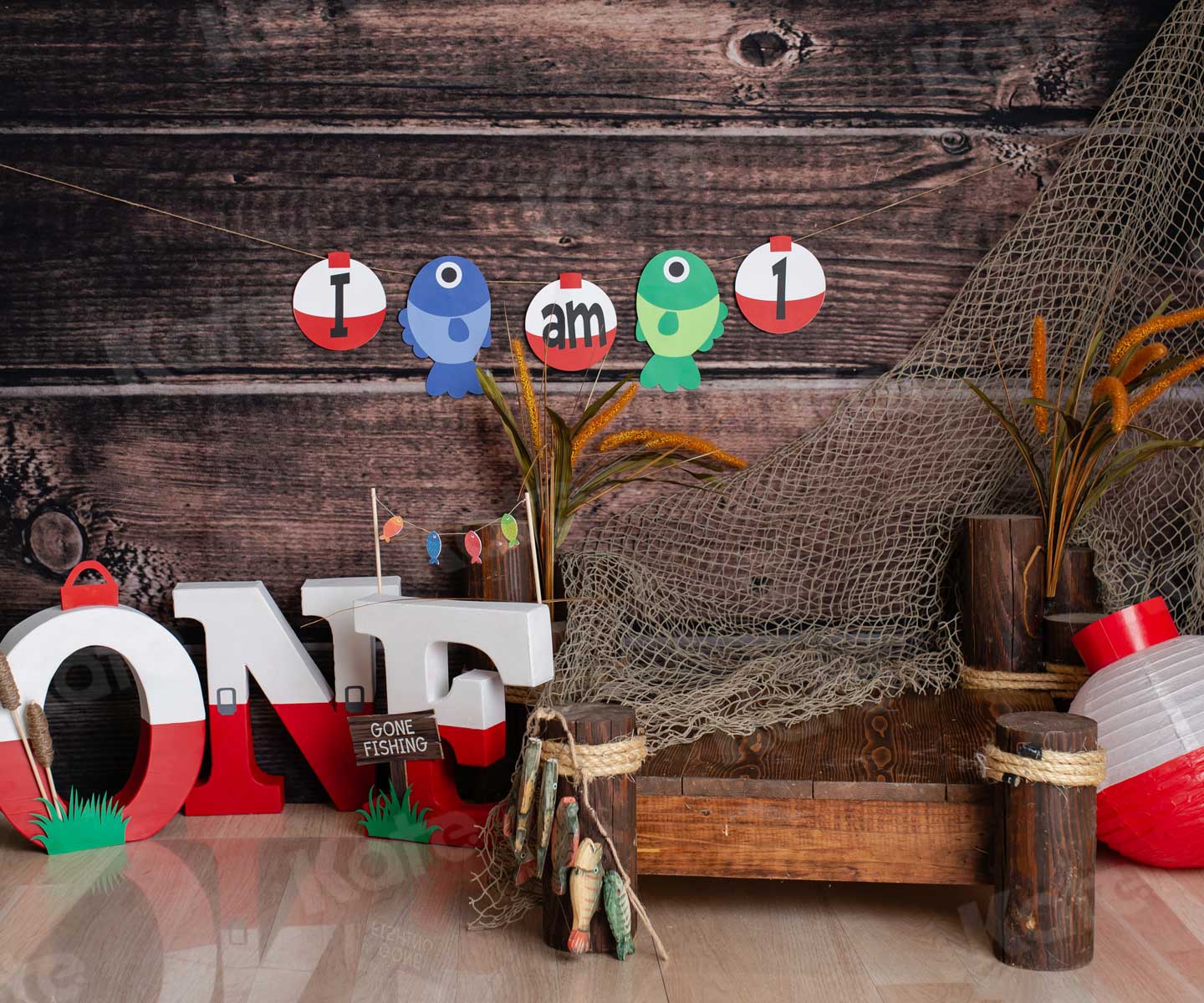 Kate Children Birthday for One Catch Fish Style Backdrop for Photography Designed by Leila Steffens - Image 3