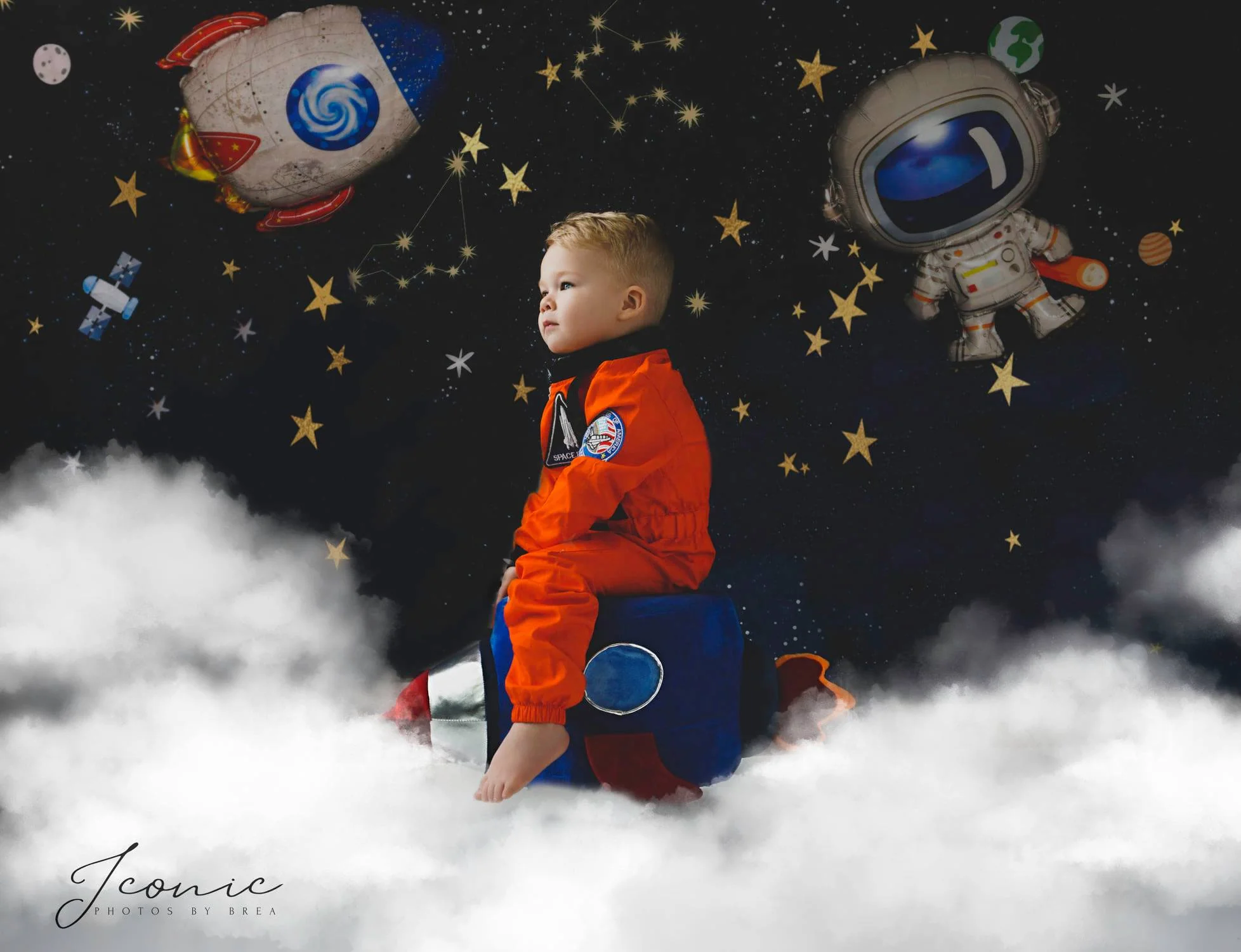 Kate Children Cake Smash Astronaut Universe Backdrop Designed by Emetselch - Image 3