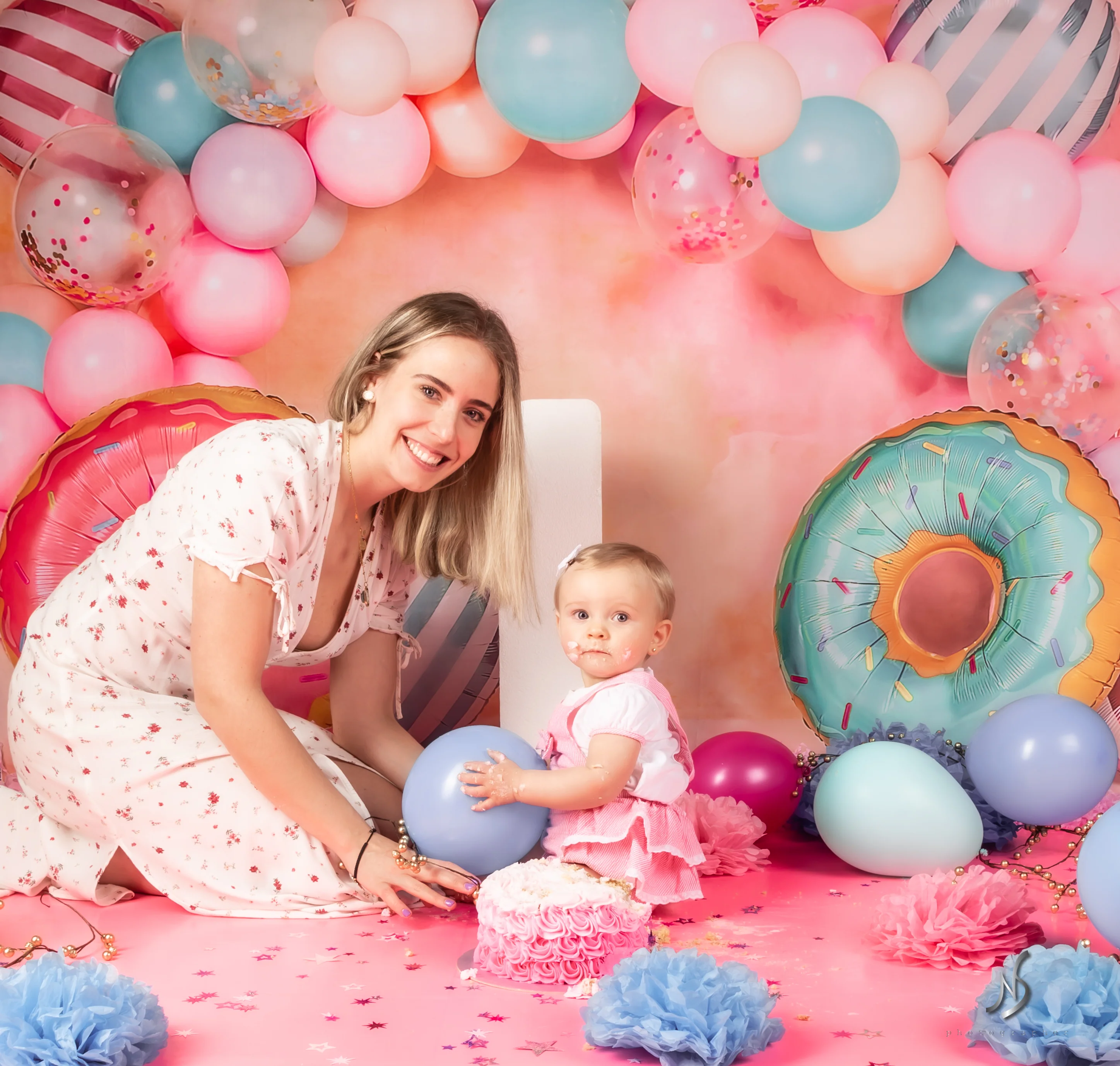 Kate Children Cake Smash Donut Balloons Backdrop Designed by Emetselch - Image 10