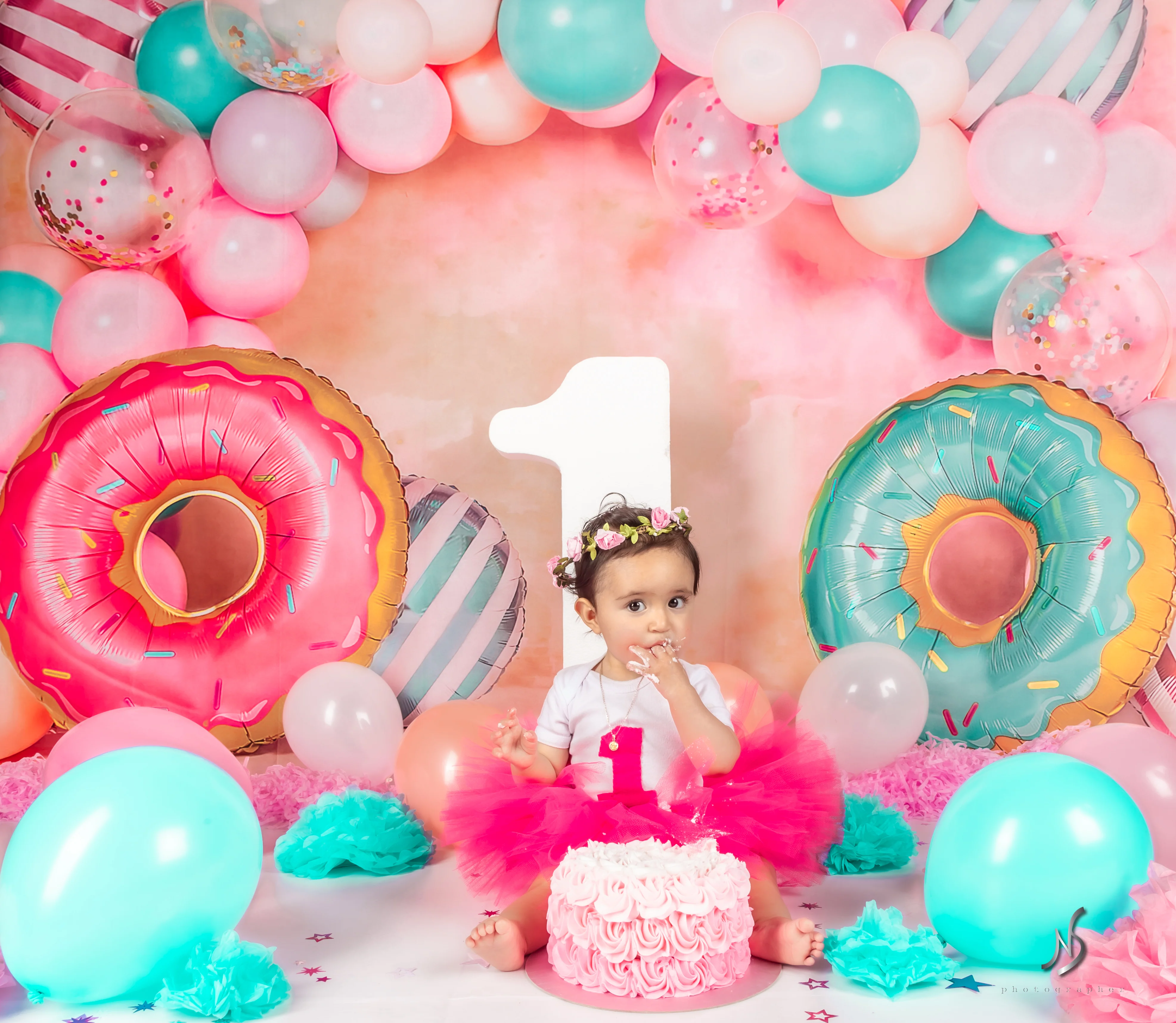 Kate Children Cake Smash Donut Balloons Backdrop Designed by Emetselch - Image 11