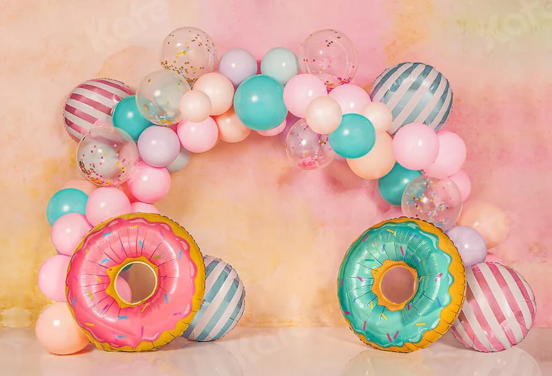 Kate Children Cake Smash Donut Balloons Backdrop Designed by Emetselch - Image 2