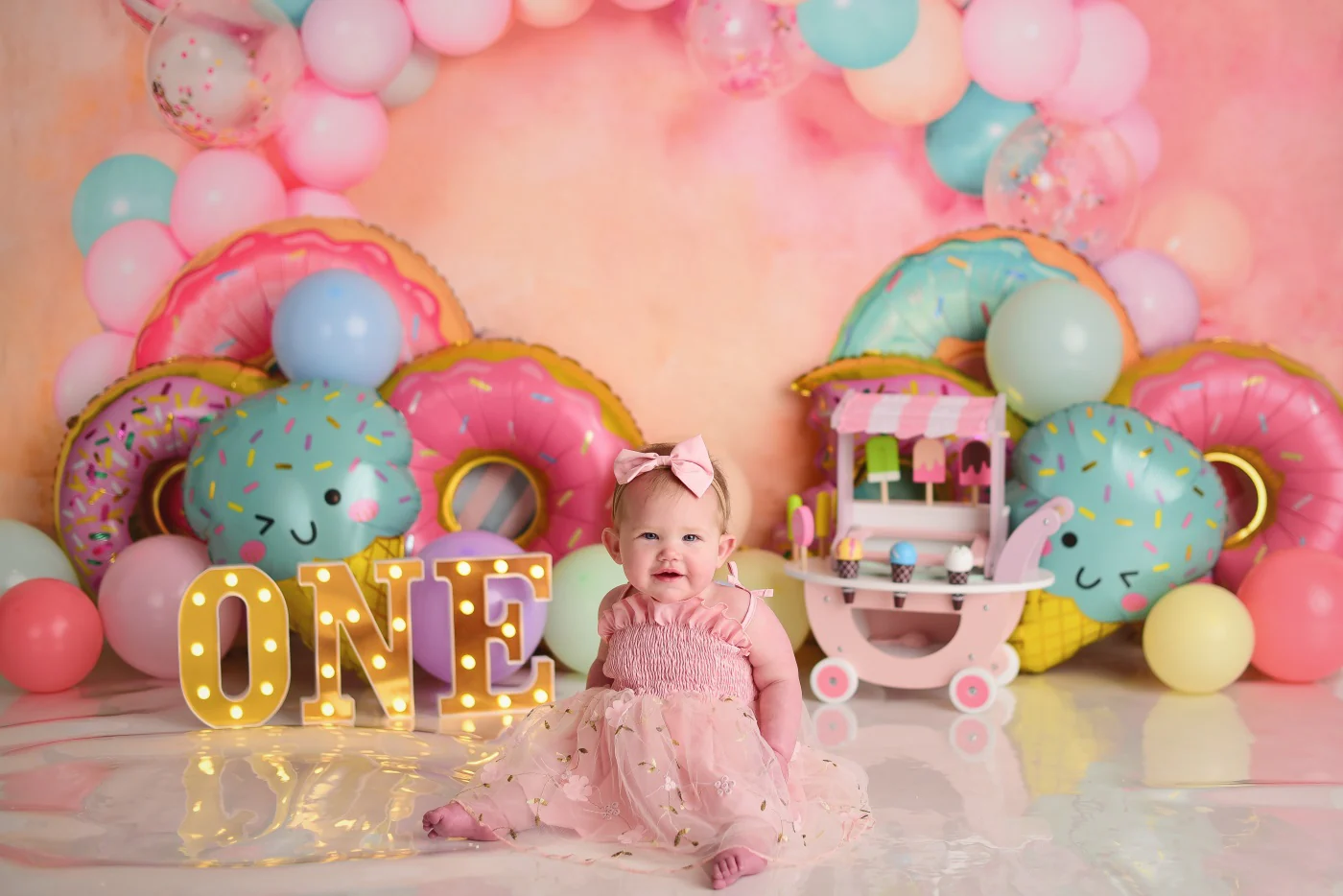 Kate Children Cake Smash Donut Balloons Backdrop Designed by Emetselch - Image 4