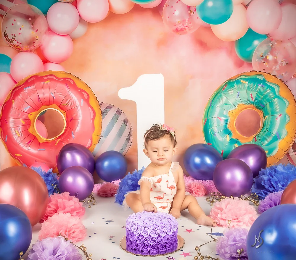 Kate Children Cake Smash Donut Balloons Backdrop Designed by Emetselch - Image 5