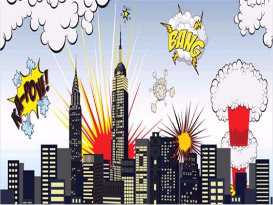 Kate Children Cartoon City Super hero Photography Backdrops Newborn Party - Image 2