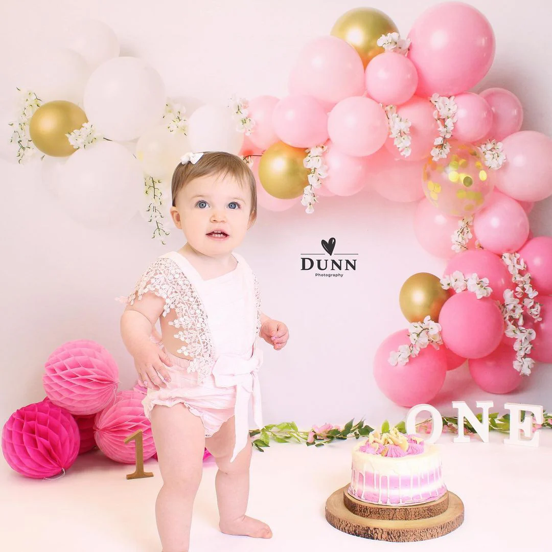 Kate Pink Balloons Garland Birthday Backdrop Designed by Megan Leigh Photography - Image 4