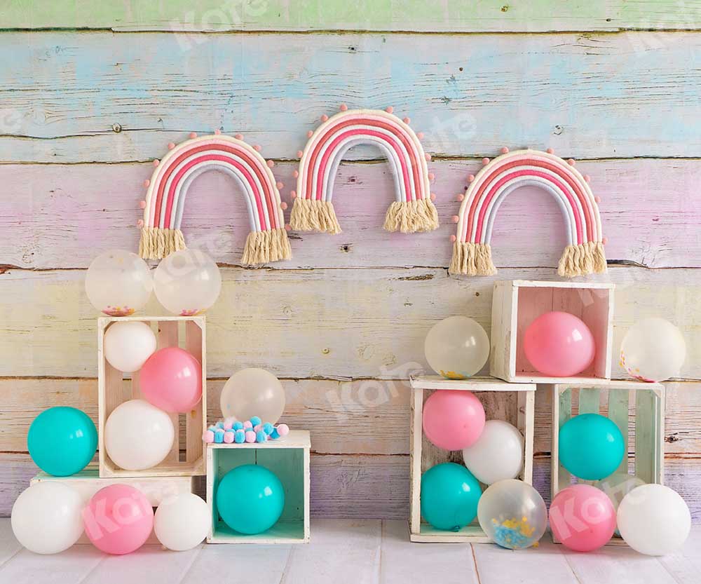 Kate Children Rainbow Balloons Cake Smash Backdrop Designed by Emetselch - Image 4