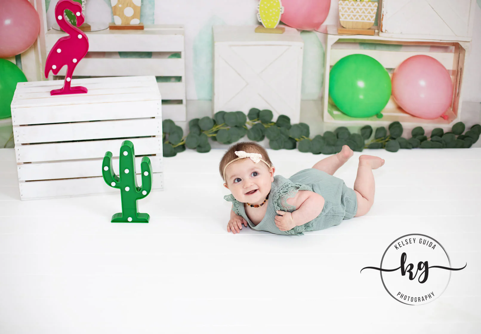 Kate Children Summer Backdrop with Cactus Balloons Designed by Emetselch - Image 5