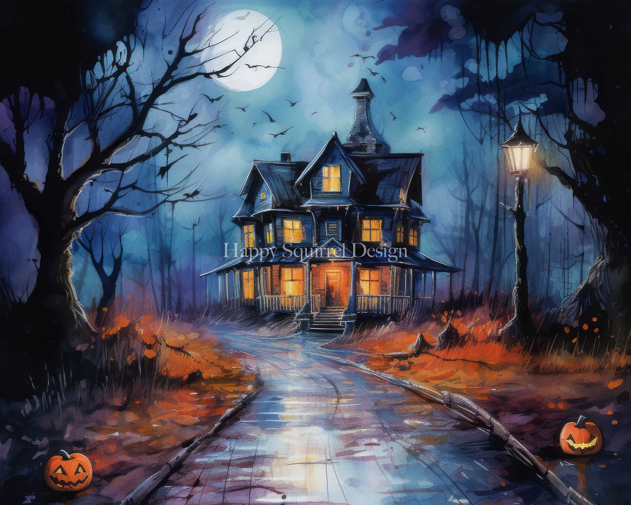 Kate Chilling Halloween House Backdrop Designed by Happy Squirrel Design - Image 4