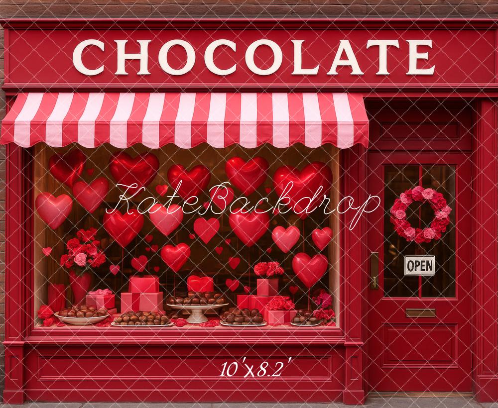 Kate Chocolate Shop Window Hearts Fleece Backdrop Designed by Megan Leigh Photography - Image 3