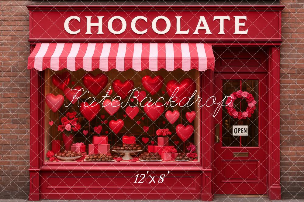 Kate Chocolate Shop Window Hearts Fleece Backdrop Designed by Megan Leigh Photography - Image 4