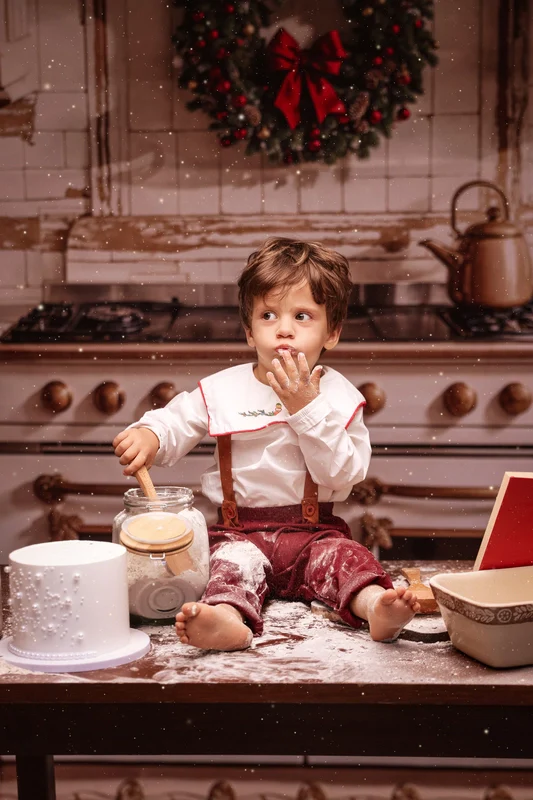 Kate Apricot Christmas Kitchen Dishes Backdrop Designed by Emetselch - Image 3