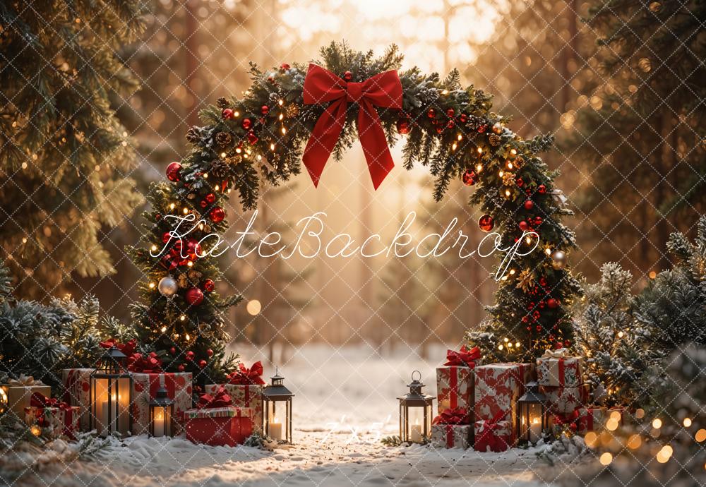 Kate Christmas Arch Bow Forest Gift Backdrop Designed by Emetselch - Image 2