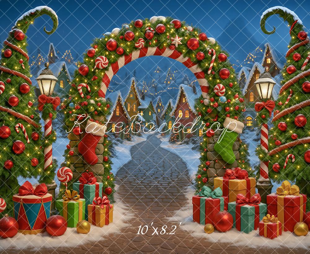 Kate Christmas Arch Candy Trees Presents Village Backdrop Designed by Ashley Paul - Image 6