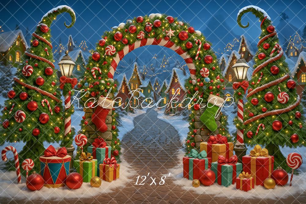 Kate Christmas Arch Candy Trees Presents Village Backdrop Designed by Ashley Paul - Image 8