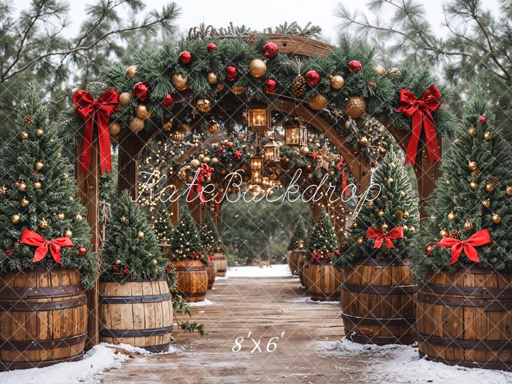 Kate Christmas Arch Garland Lanterns Trees Backdrop Designed by Emetselch - Image 3