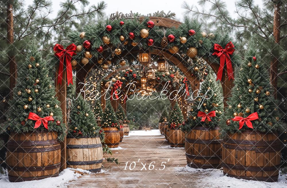 Kate Christmas Arch Garland Lanterns Trees Backdrop Designed by Emetselch - Image 4