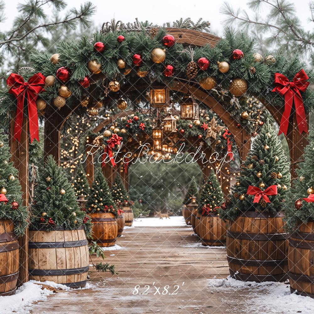 Kate Christmas Arch Garland Lanterns Trees Backdrop Designed by Emetselch - Image 5