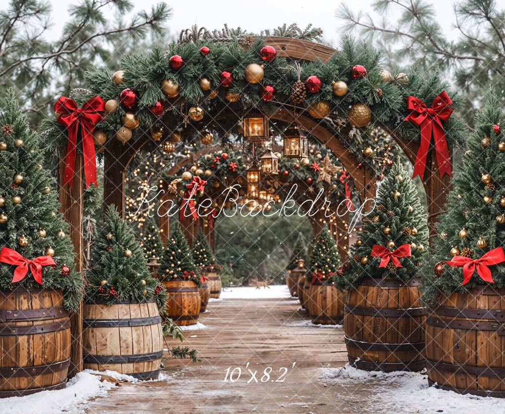 Kate Christmas Arch Garland Lanterns Trees Backdrop Designed by Emetselch - Image 6
