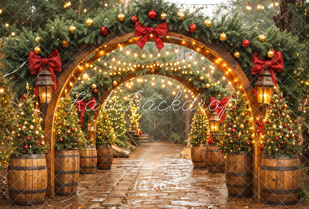 Kate Christmas Arch Garland Lights Fleece Backdrop Designed by Emetselch - Image 2
