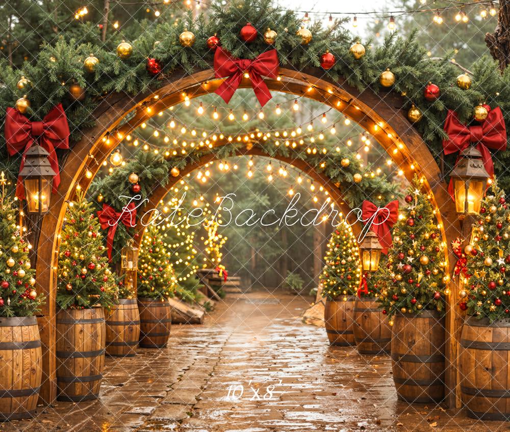 Kate Christmas Arch Garland Lights Fleece Backdrop Designed by Emetselch - Image 3