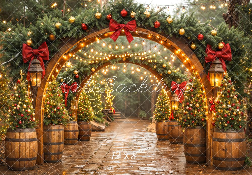 Kate Christmas Arch Garland Lights Fleece Backdrop Designed by Emetselch - Image 4