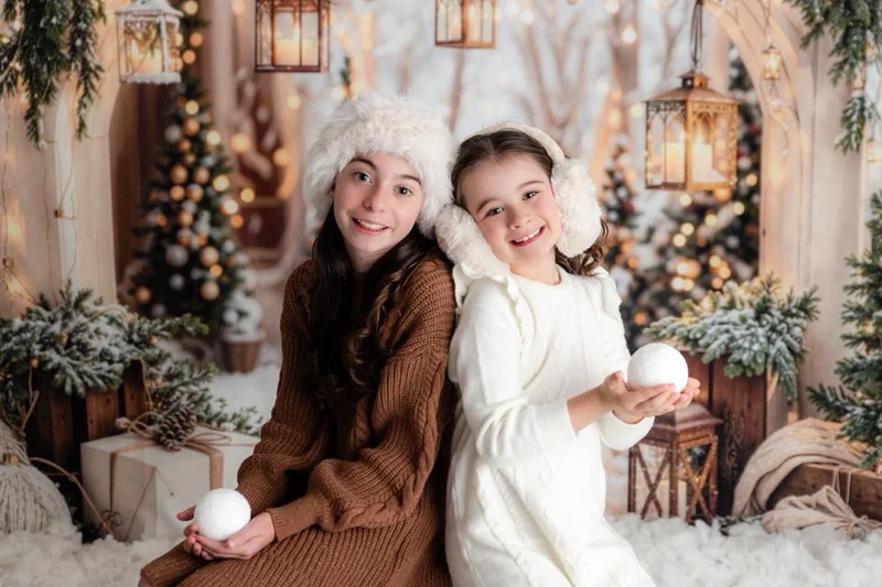 Kate Christmas Arch Garland Snow Trees Backdrop Designed by Emetselch - Image 20