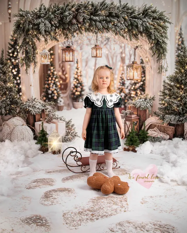 Kate Christmas Arch Garland Snow Trees Backdrop Designed by Emetselch - Image 21