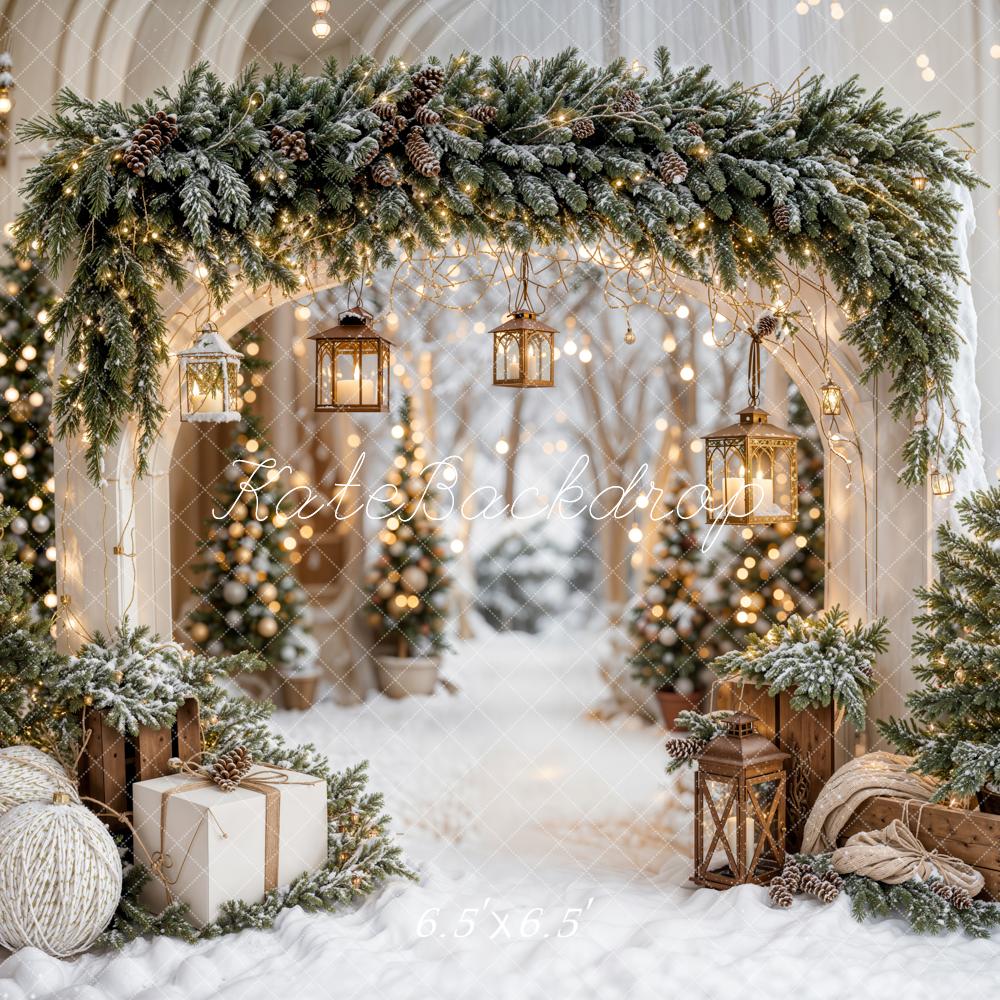 Kate Christmas Arch Garland Snow Trees Backdrop Designed by Emetselch - Image 24